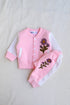 Pink Floral Fleece Varsity Jacket Set