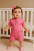 Rosewater Pink Button-Up Romper