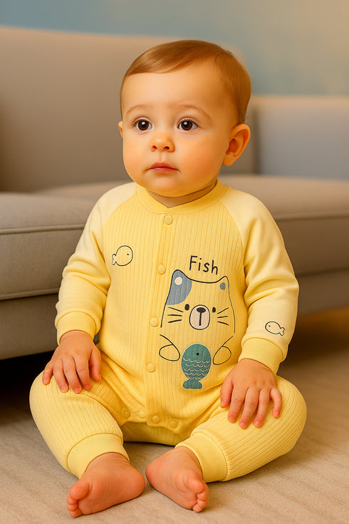 Fishy Cat Fleece Sleepsuit