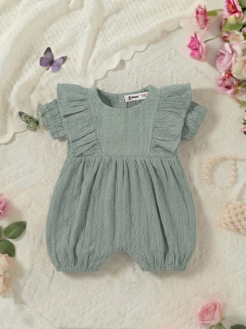 Sage Mint Structured Frill Romper