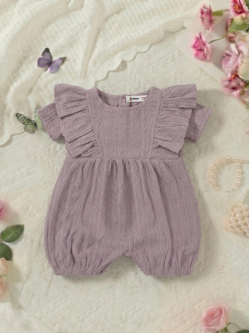 Purple Structured Frill Romper