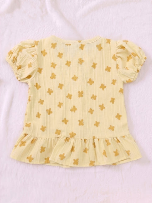 Yellow Bloom Bow Detail Frock Set