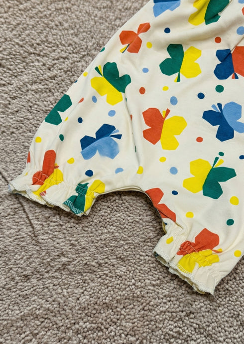 Butterfly Bloom Printed Flutter Sleeve Buttoned Romper