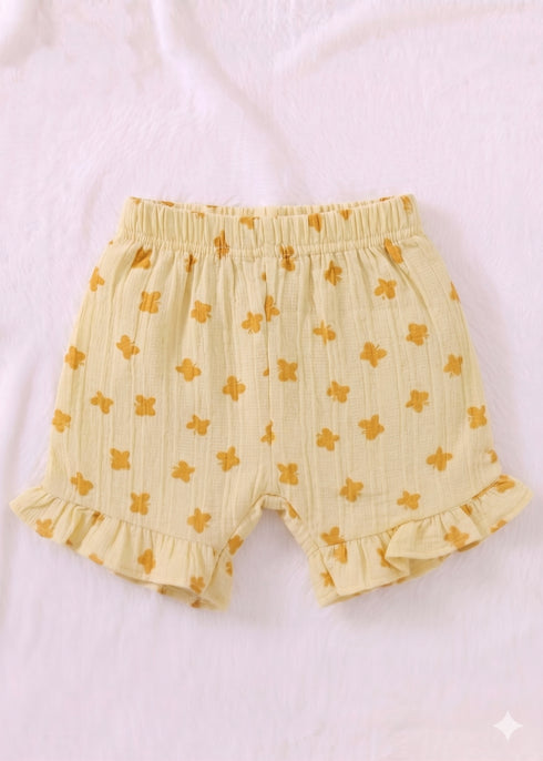 Yellow Bloom Bow Detail Frock Set