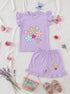 Floral Love Ruffle Sleeve Interlock Short Set