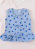 Sky Blue Floral Bow Detail Frock Set