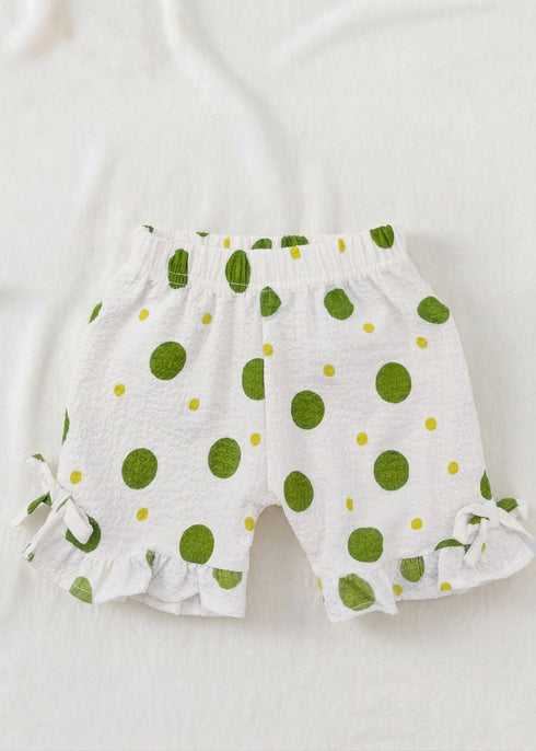 Green Polka Dot Bow Detail Frock Set
