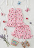Pink Cherry Bow Detail Frock Set