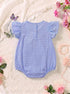 Royal Blue Checkered Cherries Printed Frilled Bodysuit