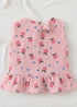 Pink Cherry Bow Detail Frock Set