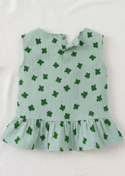 Mint Bloom Bow Detail Frock Set