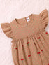 Red Checkered Cherries Printed Frilled Bodysuit