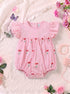 Light Pink Checkered Cherries Printed Frilled Bodysuit