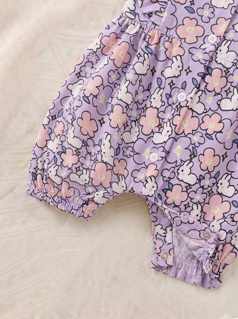 Bunny Bloom Front Open Frill Romper