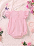 Light Pink Checkered Cherries Printed Frilled Bodysuit