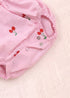 Light Pink Checkered Cherries Printed Frilled Bodysuit