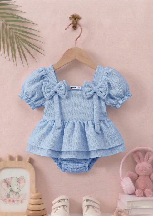 Smocked Bow Frock Set (Sky Blue)
