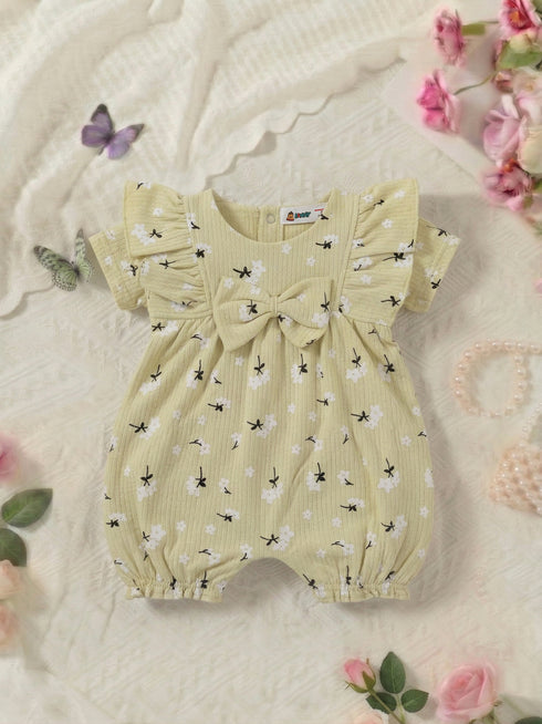 Sunny Bloom Bow Detail Frill Romper