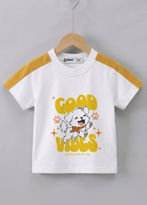 Cute Puppy Printed Panelled Interlock Short Set