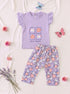 Ruffle Sleeve Interlock Pajama Set