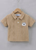 Playful Brown Jacquard Textured Polo Short Set