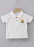 Playful White Jacquard Textured Polo Short Set