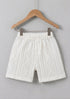 Playful White Jacquard Textured Polo Short Set