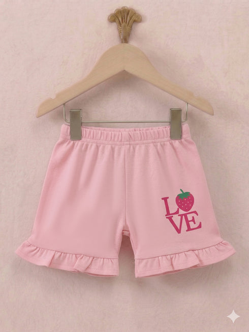 Strawberry Bliss Ruffle Sleeve Interlock Short Set