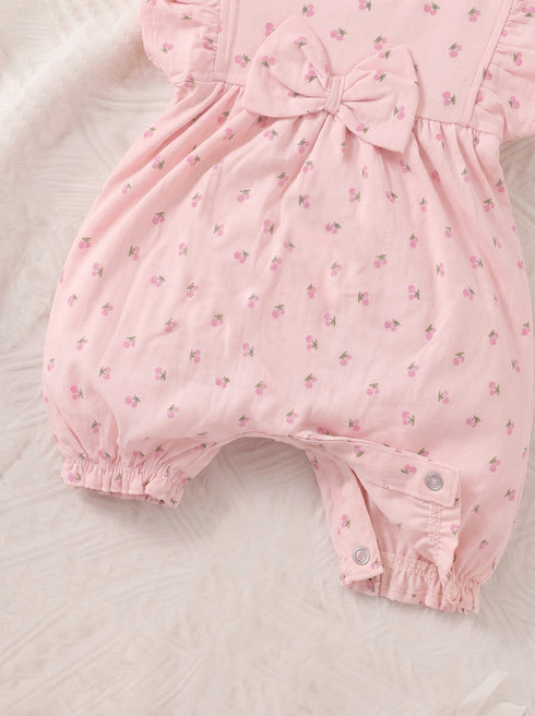 Cherry Blossom Bow Detail Frill Romper