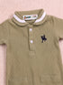 Beige Embroidery Jacquard Polo Romper