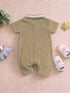 Beige Embroidery Jacquard Polo Romper