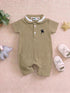 Beige Embroidery Jacquard Polo Romper