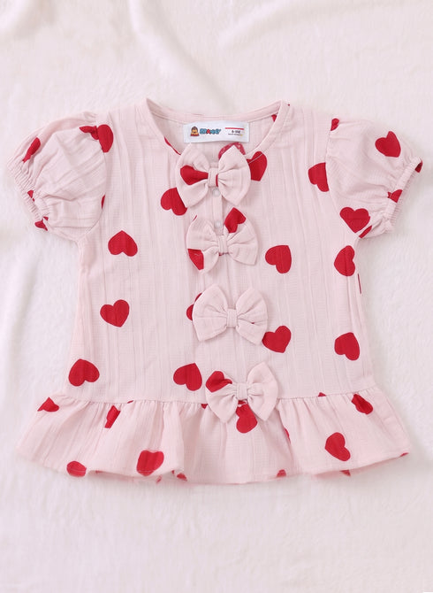 Heart Bloom Bow Detail Frock Set