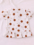 Brown Polka Dot Bow Detail Frock Set