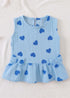 Blue Hearts Bow Detail Frock Set