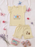 Happy Kittens Ruffle Sleeve Interlock Short Set