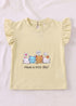 Happy Kittens Ruffle Sleeve Interlock Short Set