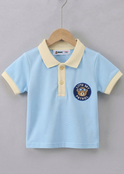 Little Sky Patrol Panelled Polo Short Set