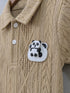 Playful Brown Jacquard Textured Polo Short Set