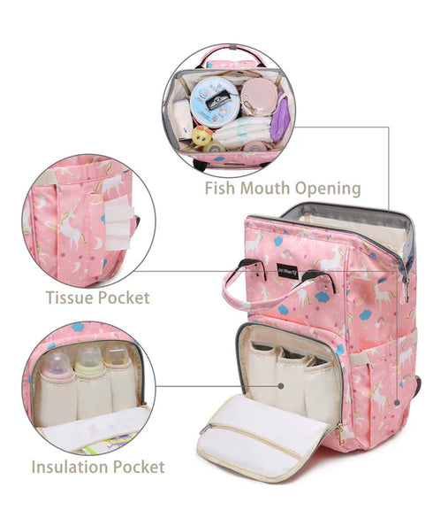 Baby Diaper Bag (Waterproof) Unicorn Pink - Sunshine