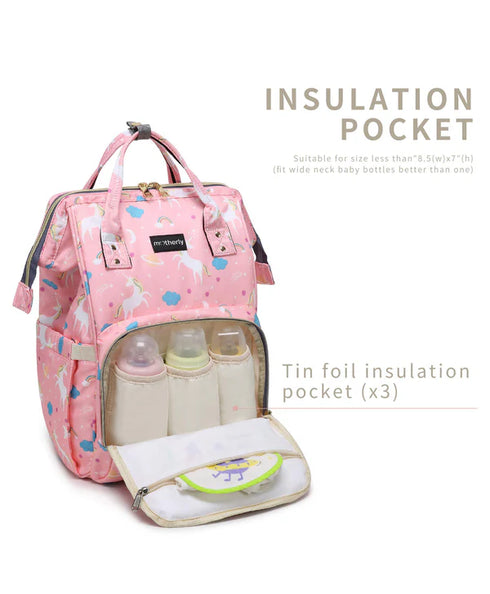 Baby Diaper Bag (Waterproof) Unicorn Pink - Sunshine