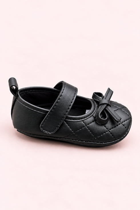 Black Quilted Bow Shoes