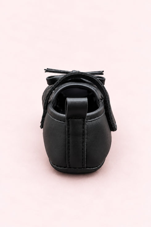 Black Quilted Bow Shoes