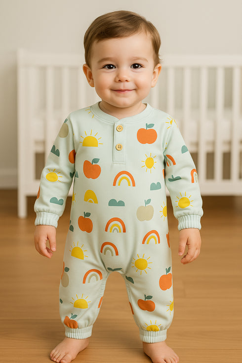 Sunny Sprout Interlock Henley Sleepsuit