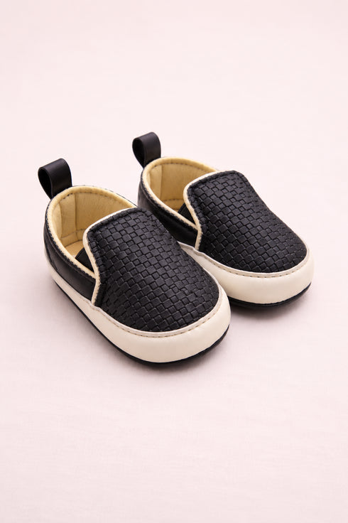 Black Luxe Dot Slip-Ons Sneakers