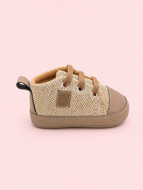 Sand & Brown Toddler Velcro Baby Sneakers