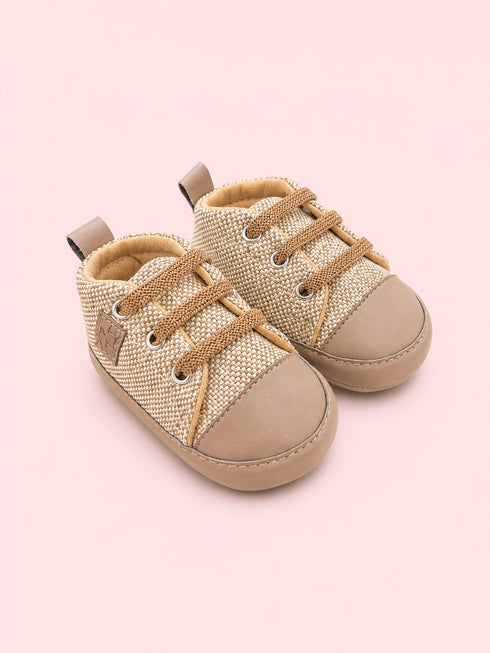 Sand & Brown Toddler Velcro Baby Sneakers