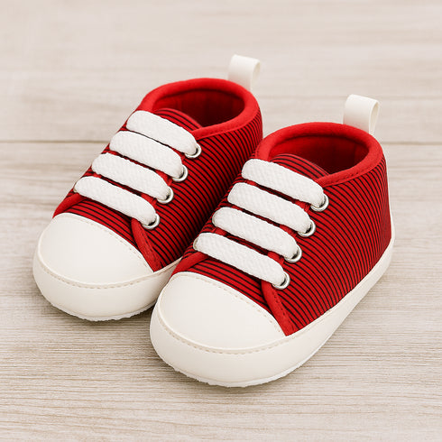 Striped Pre-Walker Sneakers (Red)