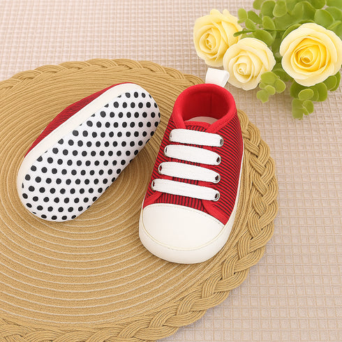 Striped Pre-Walker Sneakers (Red)