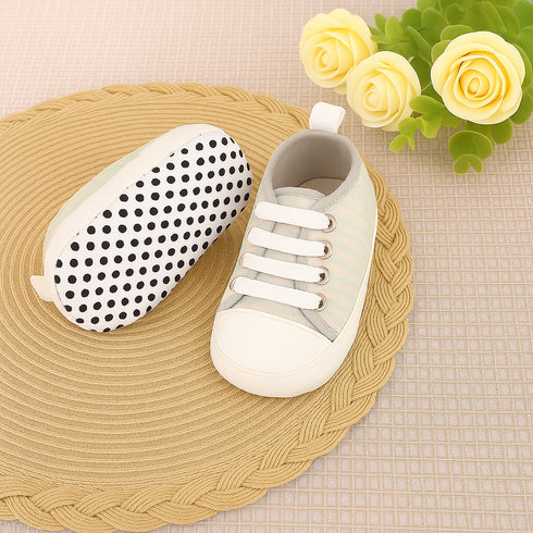 Green & Sand Beige Checkered Baby Sneaker